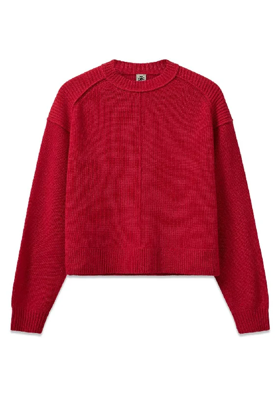 Como Classic Sweater - Red Striped Floral Plaid