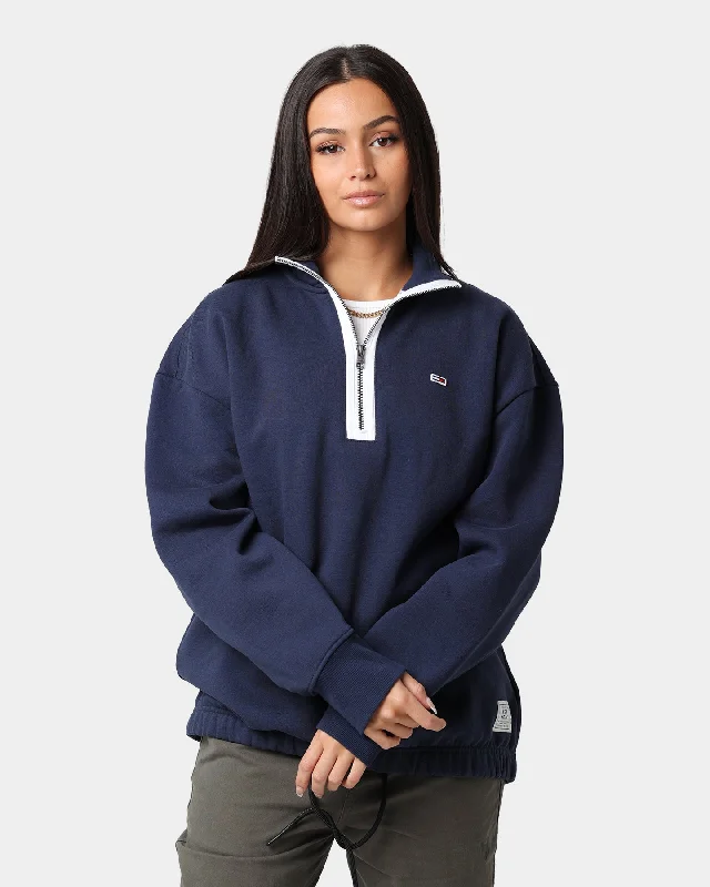 Tommy Jeans TJM Contrast Zip Jumper Twilight Navy Oversized Loose Flowy