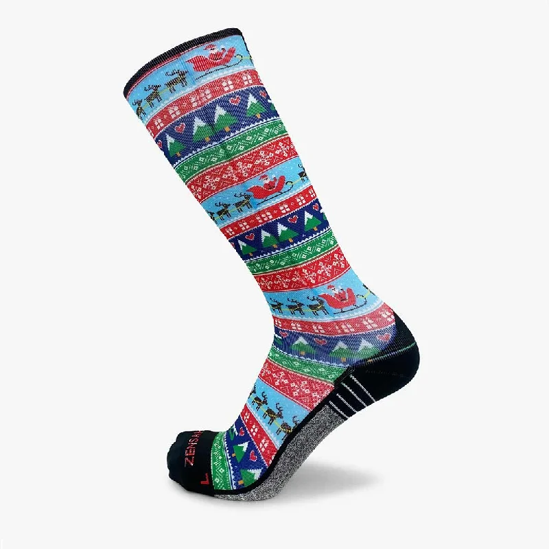 Ugly Santa Sweater Compression Socks (Knee-High) Cable Knit Ribbed Knit Lace Knit