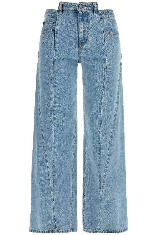 loose cut-out waist jeans with S51LA0128 S30617 MEDIUM BLU STONE WASH Comfortable Stretch Denim Jeans