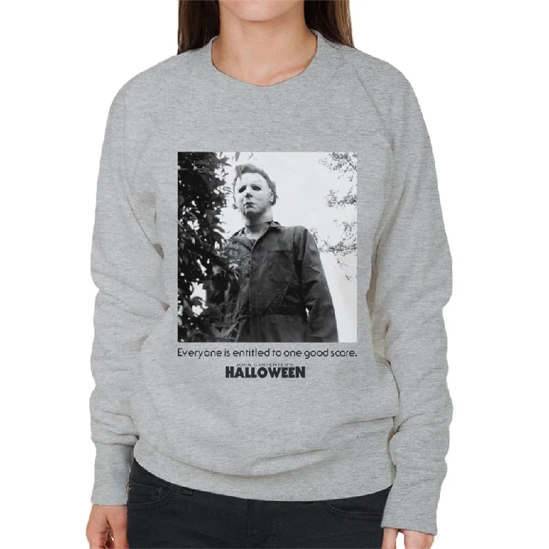 Halloween Michael Myers One Good Scare Women's Sweatshirt Hoodie with Slit Hem Functional Movement