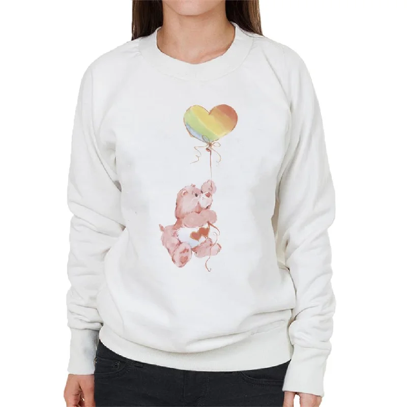 Care Bears Love A Lot Bear Holding On To Rainbow Balloon Women's Sweatshirt Hoodie with Hem Embroidery Detailed Premium Care Bears Love A Lot Bear Holding On To Rainbow Balloon Women's Sweatshirt Hoodie with Hem Embroidery Detailed Premium