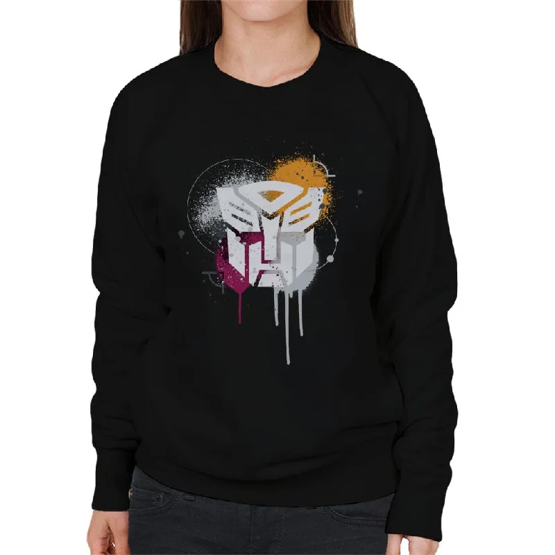 Transformers Autobots Classic Spray Paint Logo Women's Sweatshirt Hoodie with V-Neck Classic Versatile