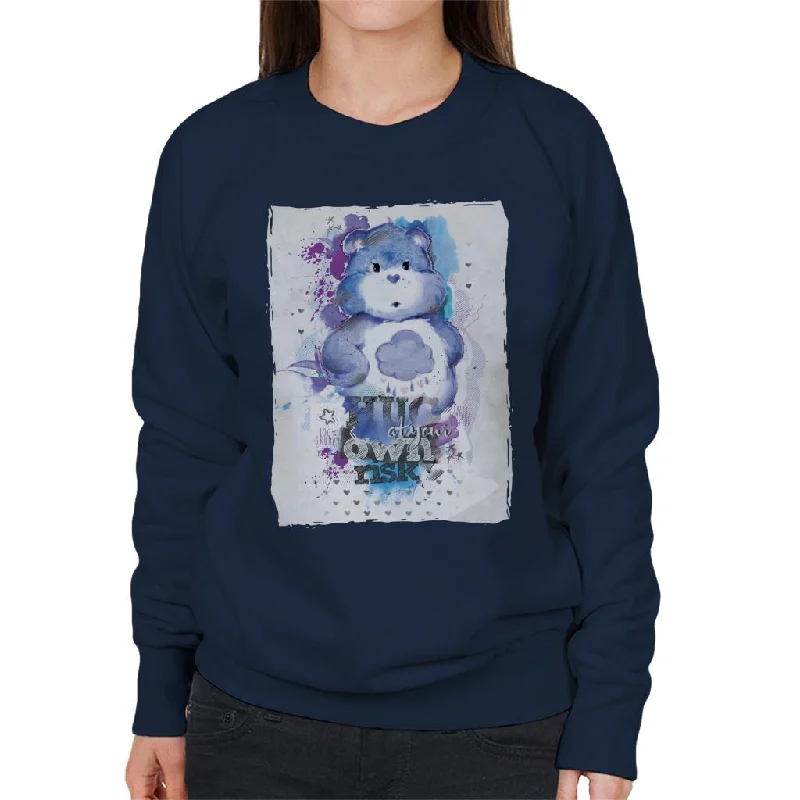 Care Bears Grumpy Bear Hug At Your Own Risk Women's Sweatshirt Hoodie with Lace Feminine Delicate