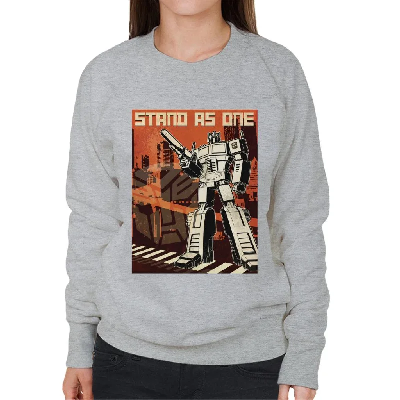 Transformers Optimus Prime Stand As One Women's Sweatshirt Hoodie with Distressed Vintage Worn