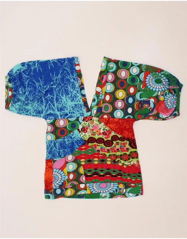 DESIGUAL Womens Graphic Blouse Top UK 14 Large Multicoloured Patchwork Vintage Polka Blouse DESIGUAL Womens Graphic Blouse Top UK 14 Large Multicoloured Patchwork Vintage Polka Blouse