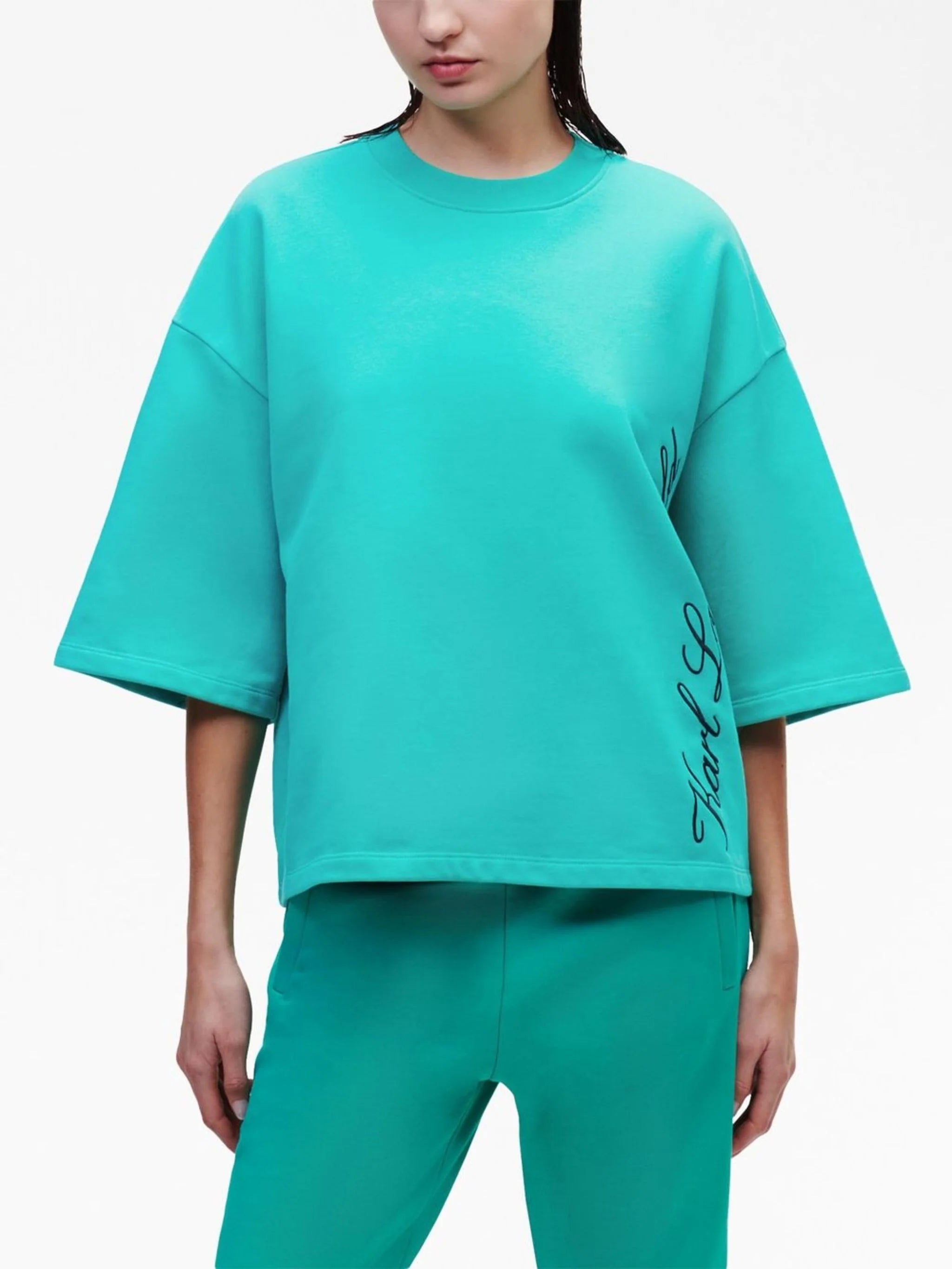 Karl Lagerfeld Sw236045 Sweater Green Spandex Rayon Corduroy