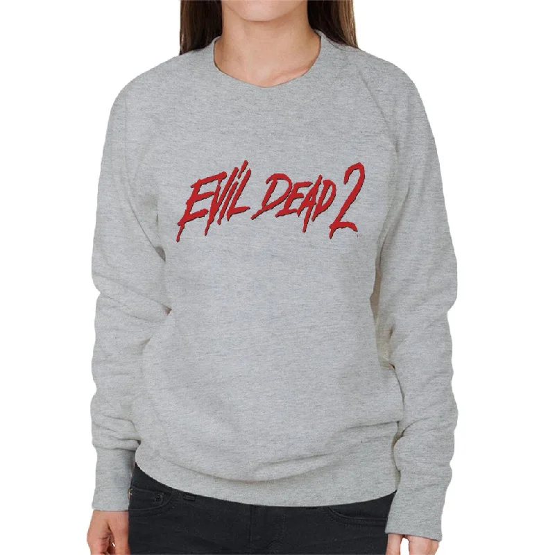 Evil Dead 2 Red Text Logo Women's Sweatshirt Hoodie with Color Block Contrast Stylish