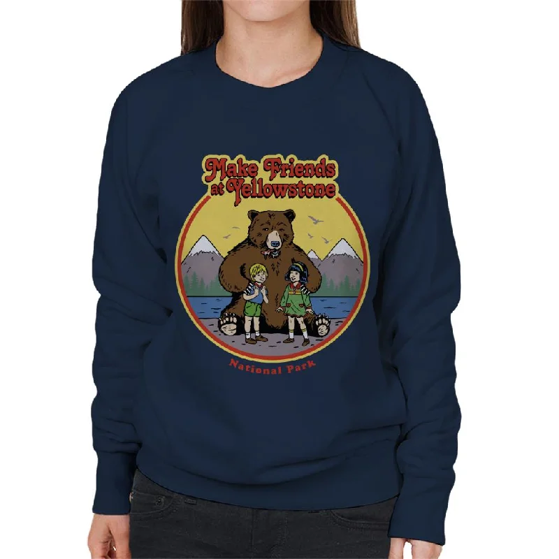 US National Parks Make Friends At Yellowstone Women's Sweatshirt Hoodie with Pastel Soft Subtle