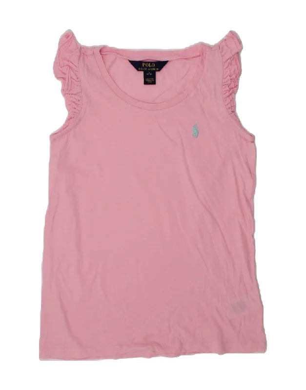 POLO RALPH LAUREN Girls Sleeveless Blouse Top 12-13 Years Large Pink Wrap Front Blouse POLO RALPH LAUREN Girls Sleeveless Blouse Top 12-13 Years Large Pink Wrap Front Blouse
