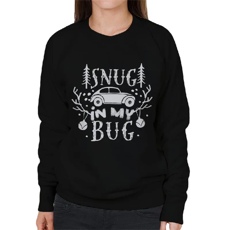 Volkswagen Christmas Antler Snug In My Bug Women's Sweatshirt Hoodie with Ribbed Hem Stretchable Secure