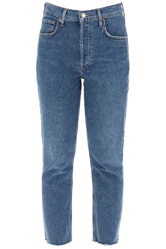 high-waisted straight cropped jeans in the A056D 1370 ESCAPE Cozy Tencel Blend Denim Jeans