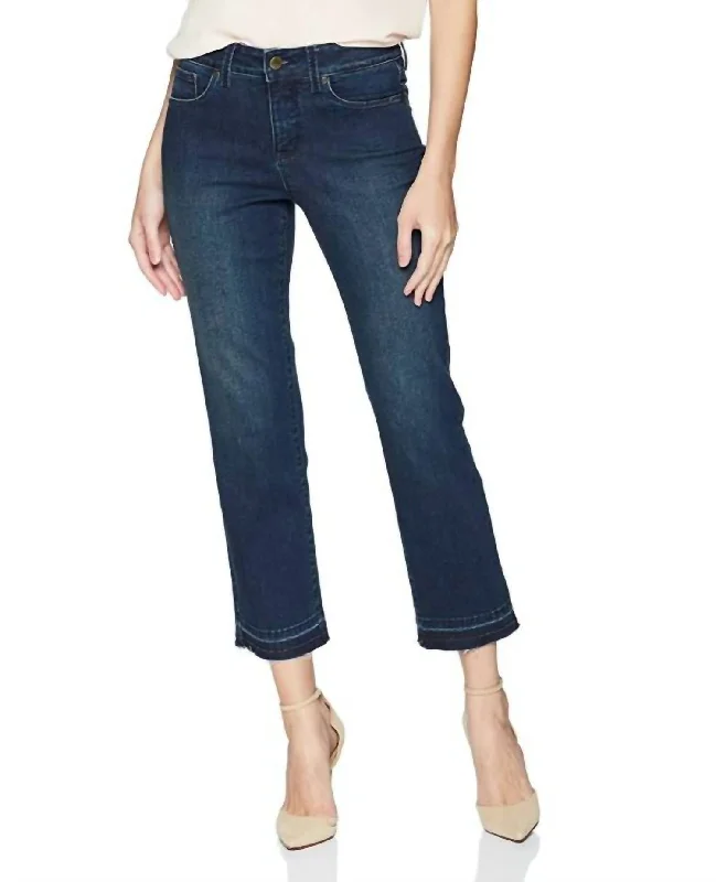 Marilyn Release Hem Straight Leg Crop Jeans In Clean Beze Comfortable Faded High-Rise Jeans