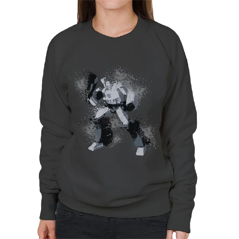 Transformers Decepticons Megatron Splatter Women's Sweatshirt Hoodie with Hem Fringe Bohemian Relaxed