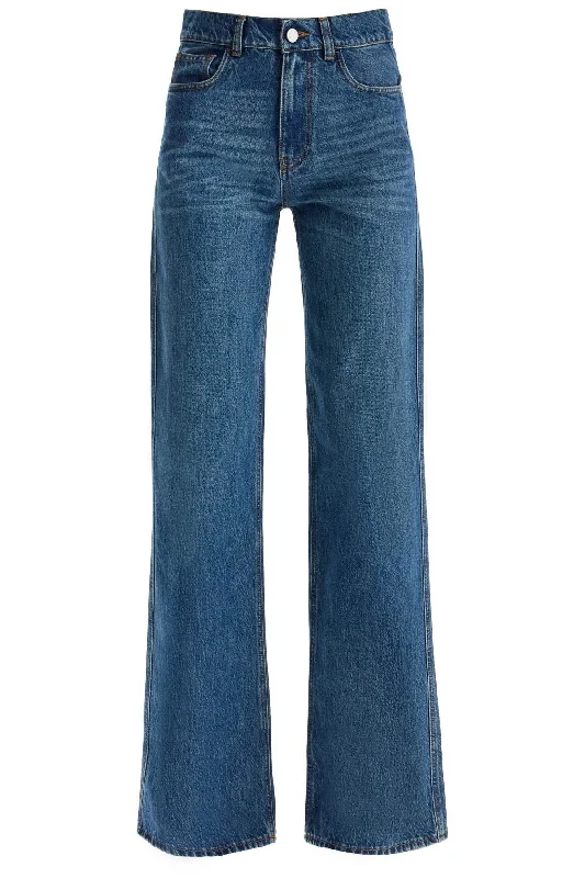 wide leg jeans COPP95252 BLUE Elegant Tapered Leg Denim