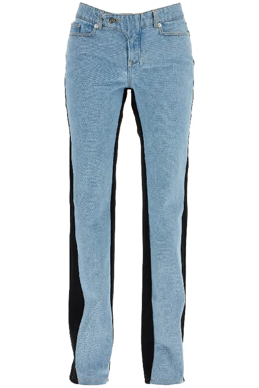 bicolor straight leg jeans with two 24F6PA0444211 TOKYO BLUE BLACK Trendy Wide-Leg High-Waist Denim