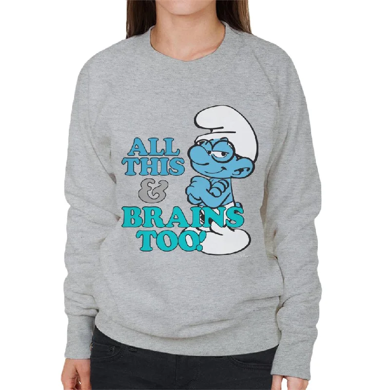 The Smurfs All This And Brains Too Women's Sweatshirt Hoodie with Fur Luxurious Winter