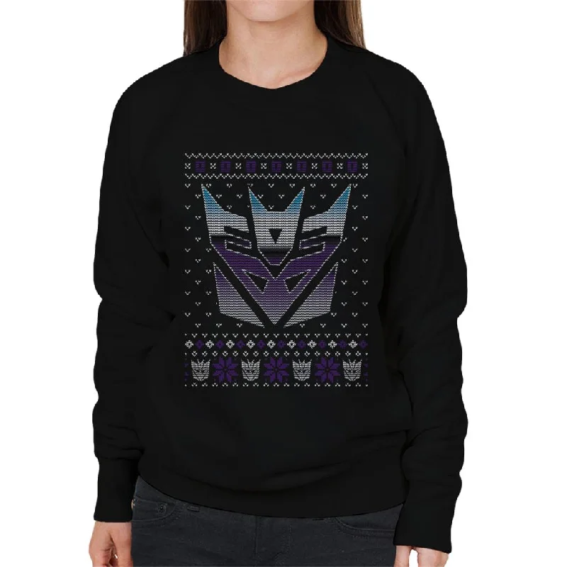 Transformers Christmas Decepticon Crest Women's Sweatshirt Hoodie with Contrast Stitching Detailed Premium