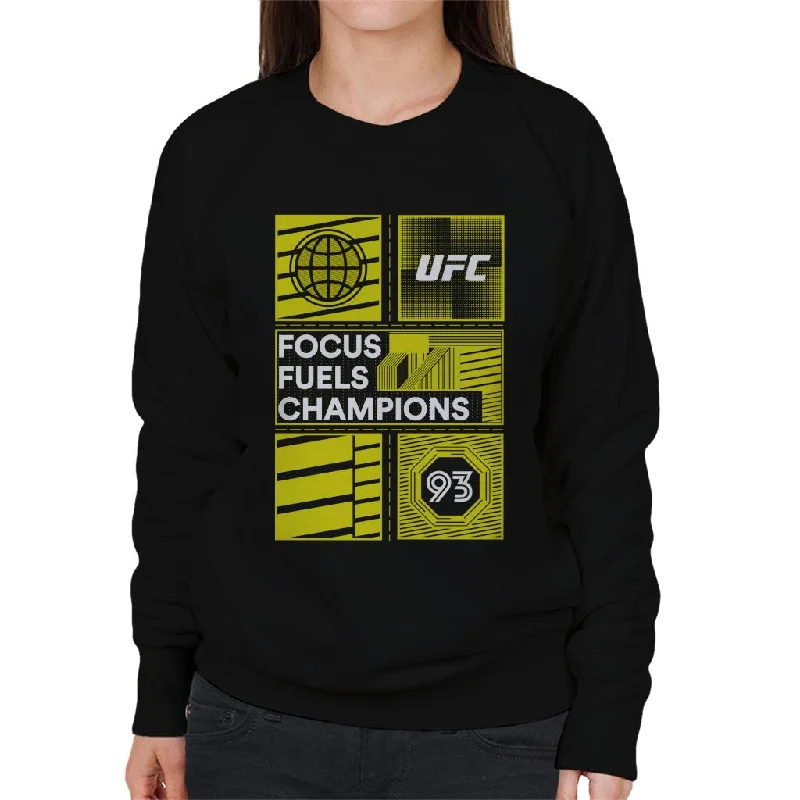 UFC Yellow Block Poster 93 Women's Sweatshirt Hoodie with Puffed Sleeves Voluminous Trendy