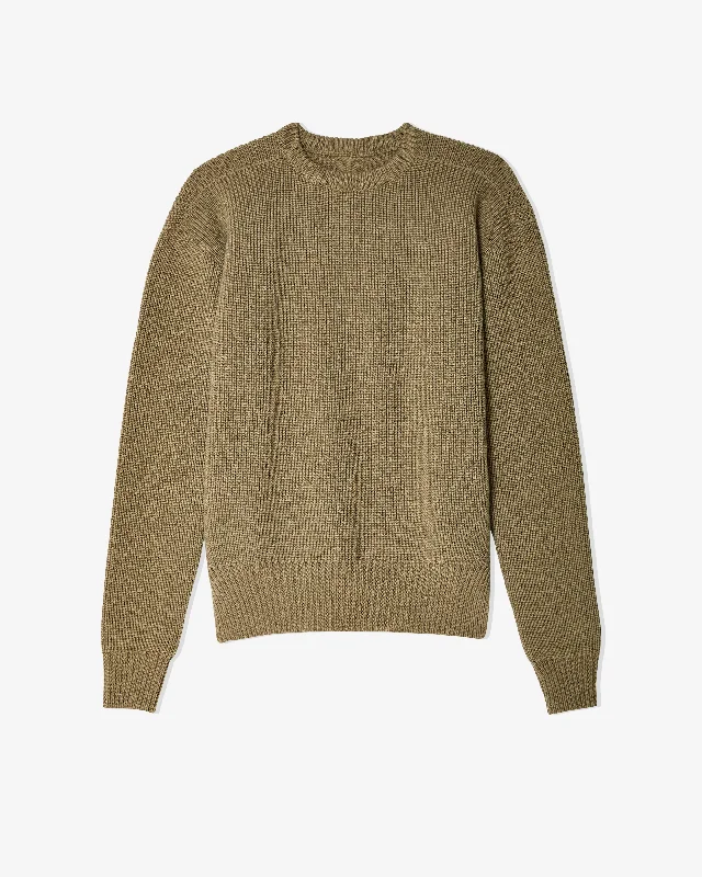 Rick Owens - Women's Round Neck Sweater - (Dust) Lace Blend Ribbed Blend Corduroy Blend