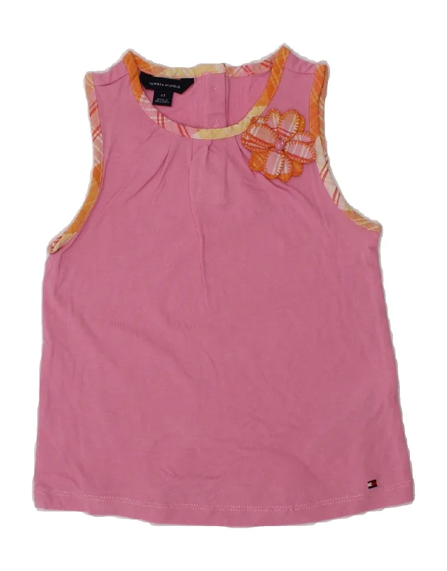 TOMMY HILFIGER Girls Sleeveless Blouse Top 3-4 Years Pink Cotton Classic Striped Blouse TOMMY HILFIGER Girls Sleeveless Blouse Top 3-4 Years Pink Cotton Classic Striped Blouse