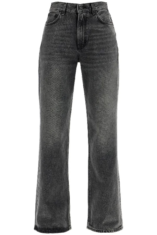 "korean straight-cut jeans HEW03185DF160 MEDIUM BLACK Comfortable Full-Length Denim Jeans