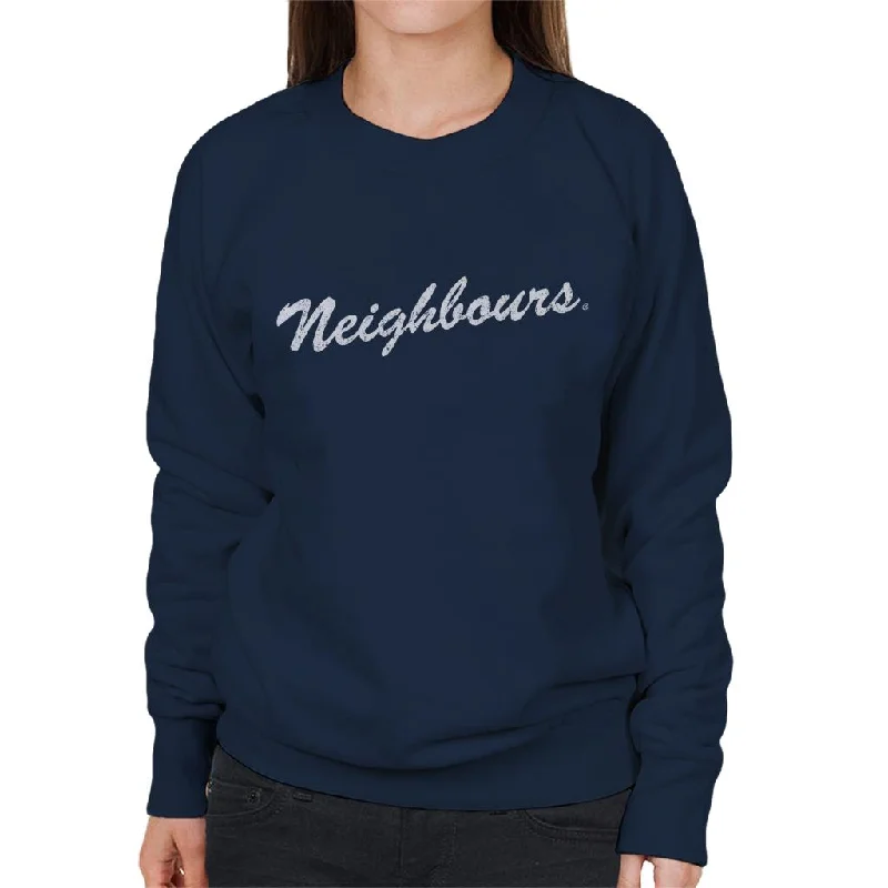 Neighbours White Logo Women's Sweatshirt Hoodie with Set-In Sleeves Structured Classic