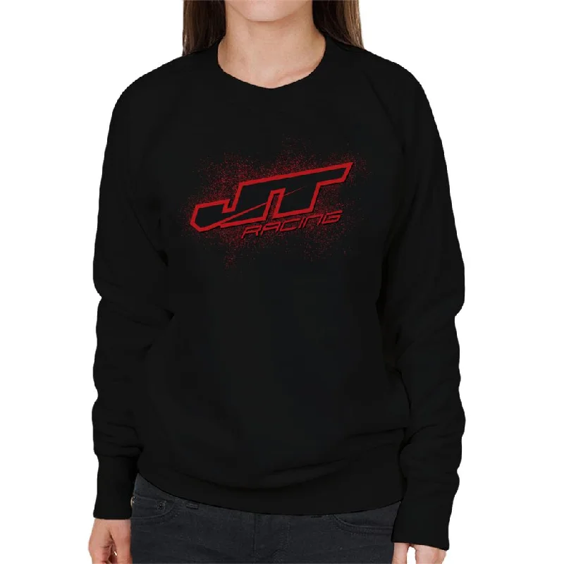 JT Racing Red Splatter Logo Women's Sweatshirt Hoodie with Pastel Soft Subtle