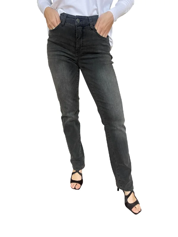 Dream Straight Denim 32" Jean In Anthracite Stylish Shredded Denim Jeans