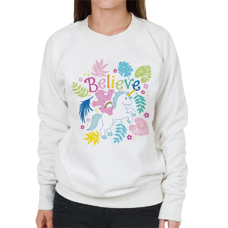 Care Bears Cheer Bear Unicorn Believe Women's Sweatshirt Hoodie with Fur Luxurious Winter