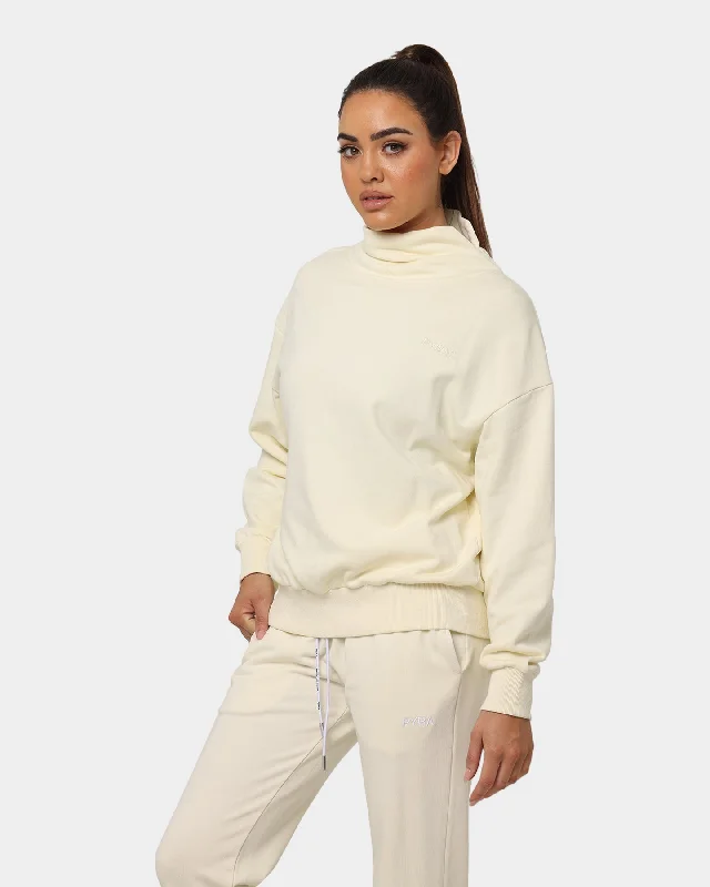 PYRA Women's Oversized Turtleneck Sweater Bone White Stylish Fashionable Trendy