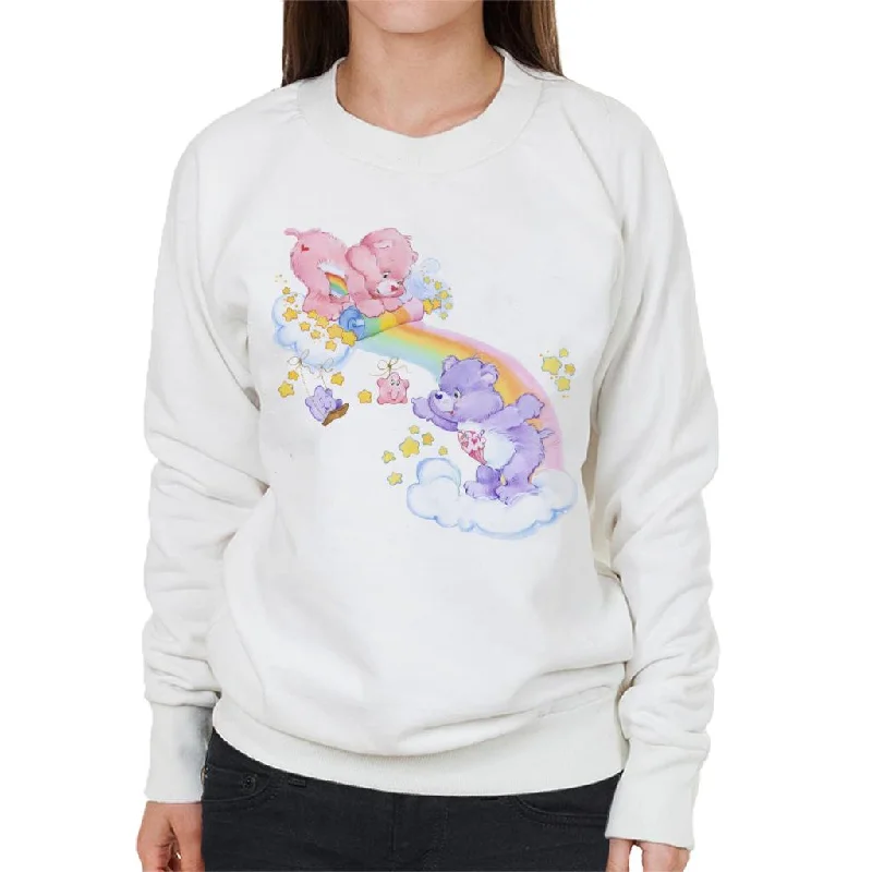 Care Bears Cheer Bear And Share Bear Unrolling A Rainbow Women's Sweatshirt Cotton Hoodie Fleece Lining Warmth Care Bears Cheer Bear And Share Bear Unrolling A Rainbow Women's Sweatshirt Cotton Hoodie Fleece Lining Warmth
