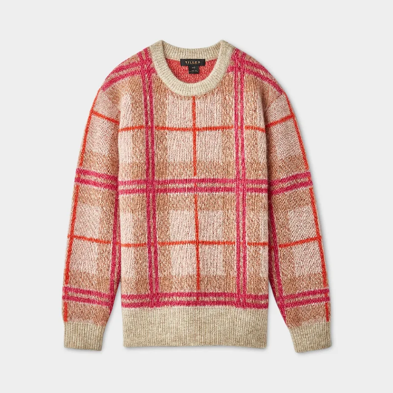 Plaid Mohair Sweater Ribbed Striped Patterned