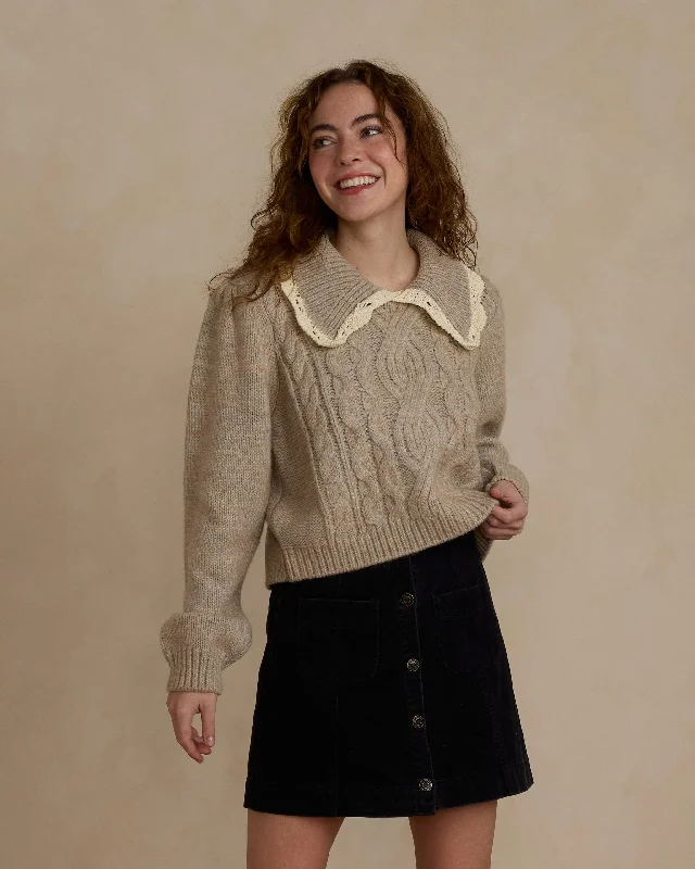 Alice Sweater | Heathered Sand Terry Blend Velvet Blend Canvas Blend