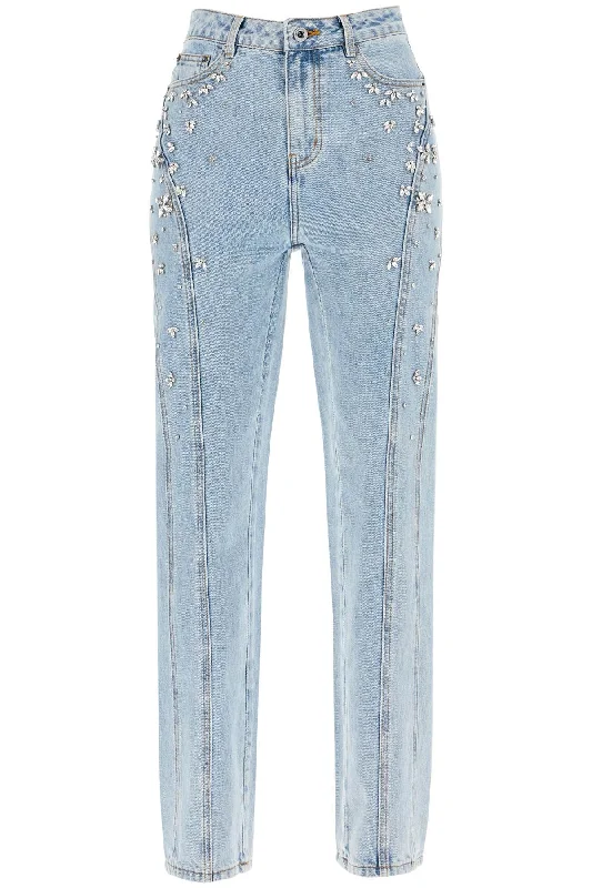 straight jeans with crystals PF24 829P BL LIGHT BLUE Trendy Vintage Denim Jeans