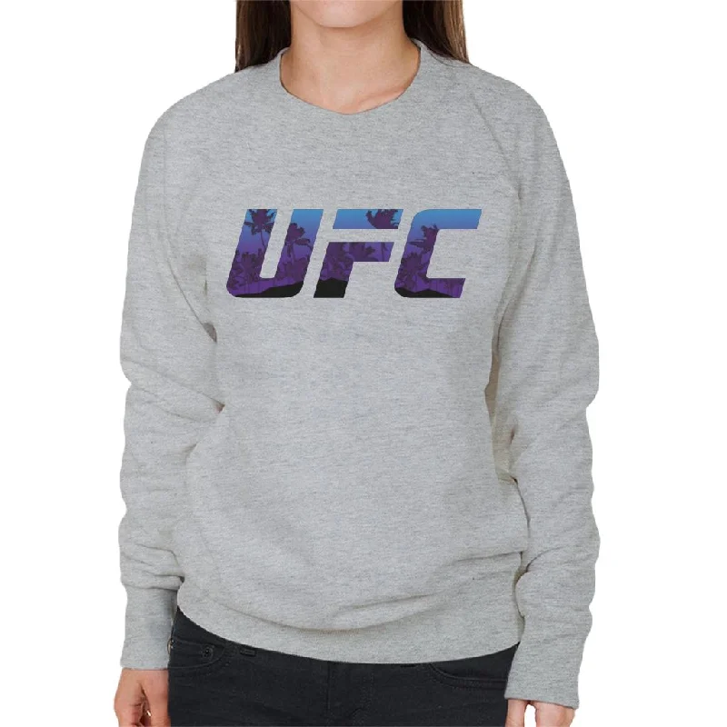 UFC Tropical Beach Logo Women's Sweatshirt Hoodie with Typography Text Message