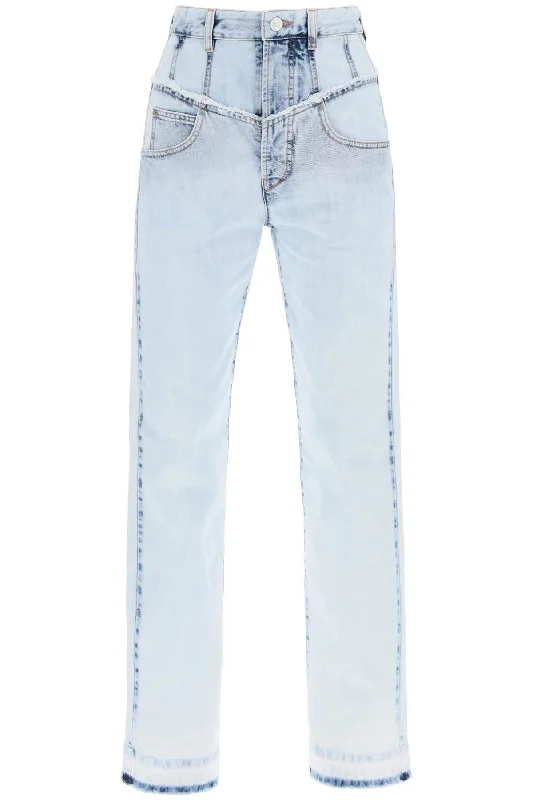 Isabel marant noemie straight leg jeans PA0209FB B1H09I LIGHT BLUE Fashionable White Denim Jeans