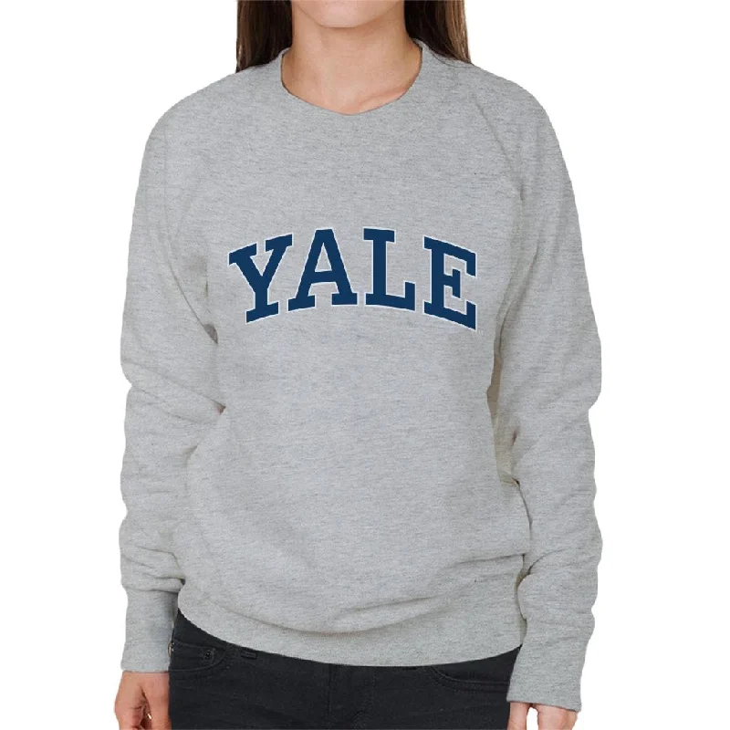 Yale University Blue Block Logo Women's Sweatshirt Hoodie with Hem Fringe Bohemian Relaxed