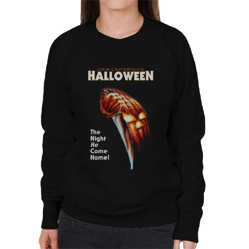 Halloween Pumpkin The Night He Came Home Women's Sweatshirt Hoodie with Cuffed Sleeves Snug Secure