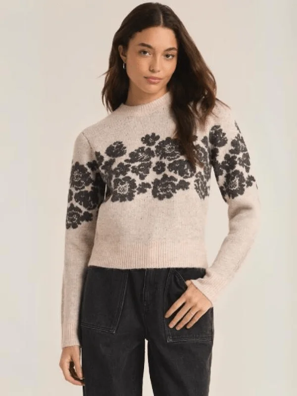 Marisol Flora Sweater Herringbone Houndstooth Plaid