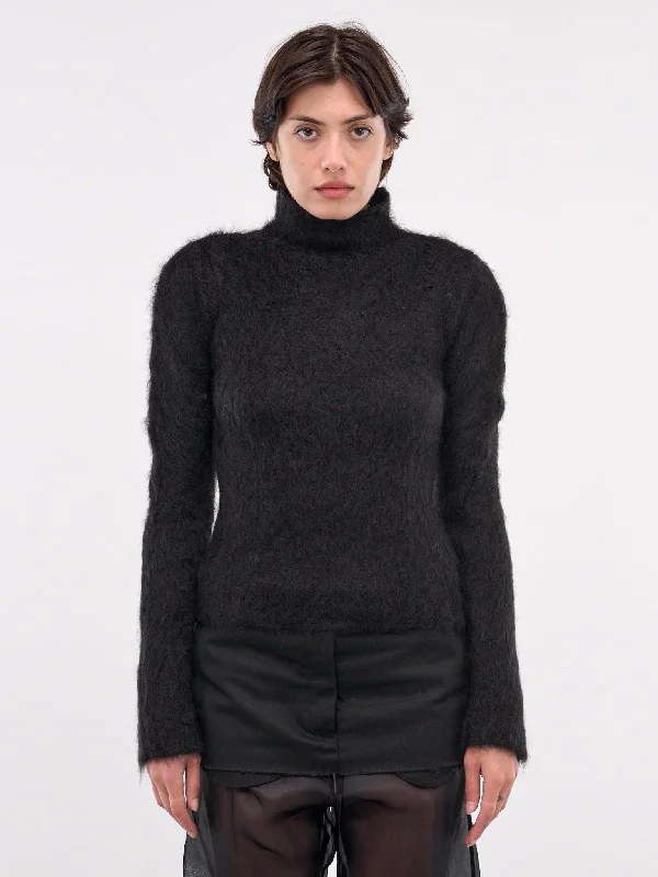 Mohair-Nylon Turtleneck Sweater (DVMD0180A0-UFU172-BLACK) Elasticated Padded Insulated