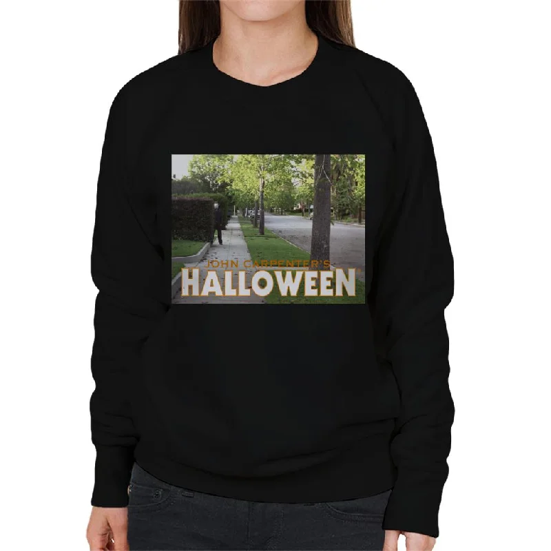 Halloween Michael Myers Behind Bush Women's Sweatshirt Hoodie Dress Longline Feminine