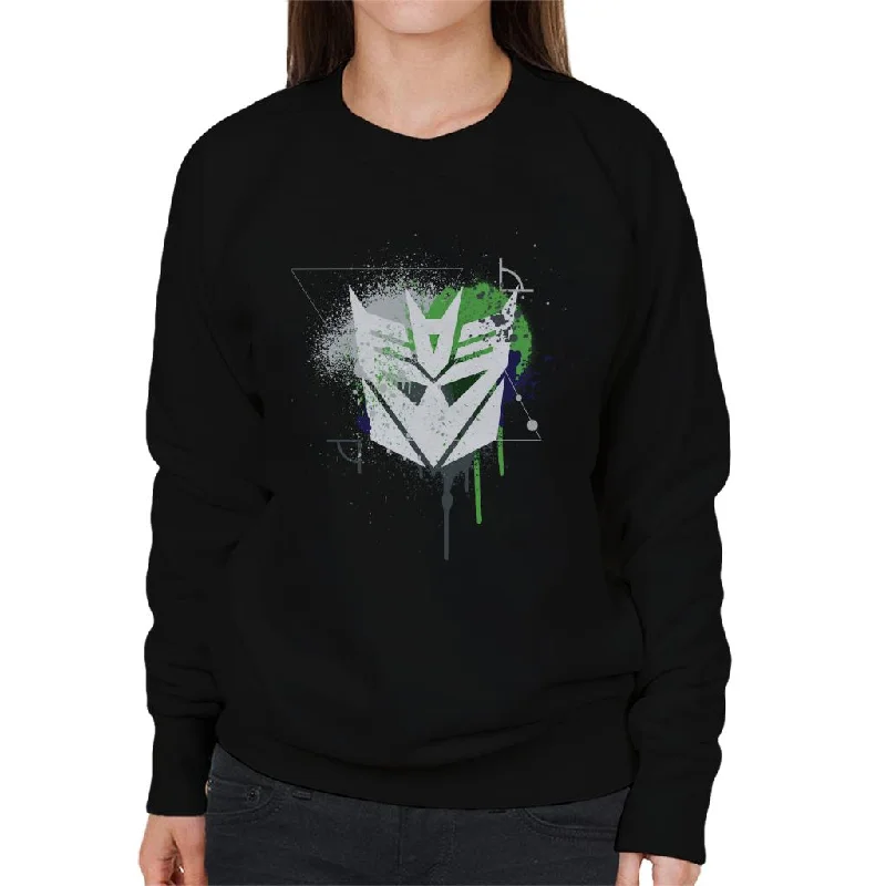 Transformers Decepticons Icon Splatter Women's Sweatshirt Hoodie with Hem Ribbing Snug Secure