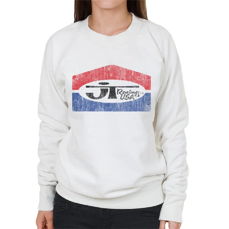 JT Racing Fading Classic Logo Women's Sweatshirt Hoodie with Fur Luxurious Winter