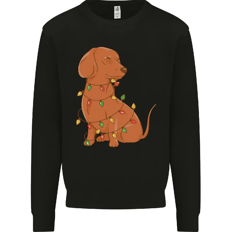 A Funny Christmas Tree Dachshund Mens Sweatshirt Jumper Hoodie with Slim Fit Tailored Modern