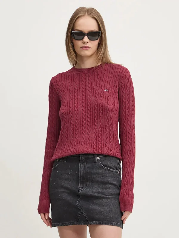 Γυναικεία μπλούζα πλεκτή TJW CABLE ESSENTIAL SWEATER DW0DW18683TVD | DW0DW18683TVD Spandex Rayon Corduroy