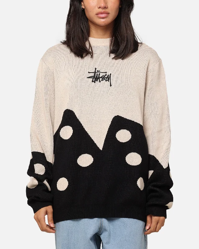 Stüssy Dice Sweater Natural Plaid Sweater Polka Dot Checkered