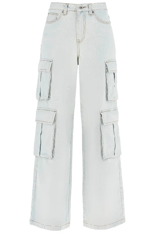 washed denim cargo jeans in PF24 802P W WHITE Stylish High-Waist Skinny Denim