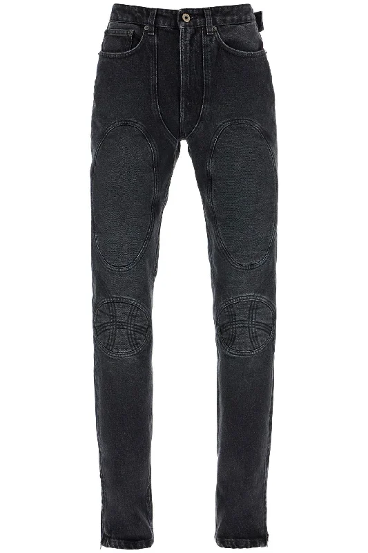 jeans with padded inlays and lace-up JE148LP D016 VINTAGEBLACK Comfortable Faded High-Rise Jeans