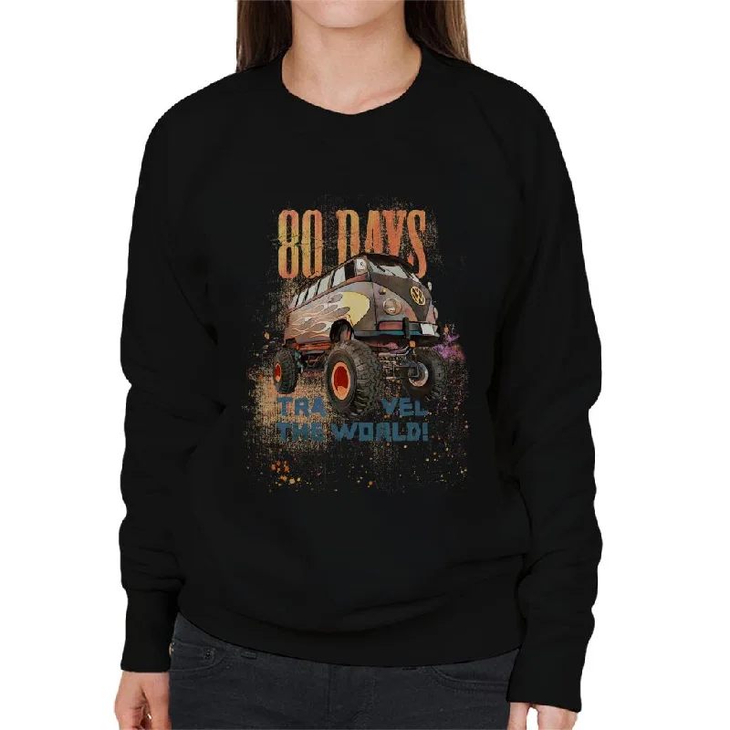 Volkswagen Campervan Travel The World In 80 Days Women's Sweatshirt Hoodie with Earth Tones Natural Calm